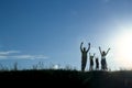 Silhouette of a happy family with children Royalty Free Stock Photo