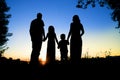 Silhouette of a happy family with children Royalty Free Stock Photo