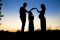 Silhouette of a happy family with children Royalty Free Stock Photo