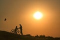 Silhouette Happy Family Is Playing Outdoors Royalty Free Stock Photo