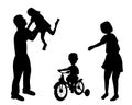 Silhouette happy family on white background Royalty Free Stock Photo