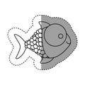 silhouette happy fish cartoon icon Royalty Free Stock Photo