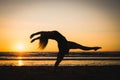 Silhouette of a happy girl jumping the sunset Royalty Free Stock Photo