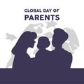 Silhouette happy Global Day of Parents. Earth Globe Background.