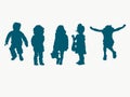 A group of Kids Silhouette vector illustration