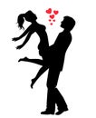 Silhouette of a happy loving couple