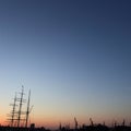 Silhouette of the Harbour of Hamburg Royalty Free Stock Photo