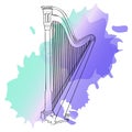 Silhouette of a harp on a gradient background Royalty Free Stock Photo