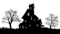 Silhouette Haunted Halloween House Spooky Trees Royalty Free Stock Photo