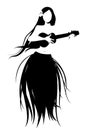 Silhouette of Hawaiian girl wearing skirt of leaves playing ukulele Royalty Free Stock Photo