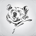Silhouette of the head of a bear in an ornament. vector illustration Royalty Free Stock Photo