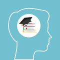 Silhouette head boy library education online Royalty Free Stock Photo