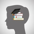 Silhouette head boy library education online Royalty Free Stock Photo