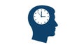 Silhouette of a head with a clock inside representing time in the mind Royalty Free Stock Photo