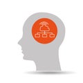 silhouette head cloud computing icon graphic