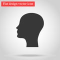 Silhouette of the head and face bald man icon flat design. vector illustration