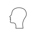 Silhouette of the head and face bald man icon flat design