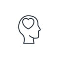 Silhouette head heart icon line design