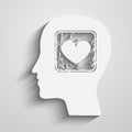 SIlhouette of head with heart symbol Royalty Free Stock Photo