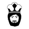 Silhouette head king with beard and crown Royalty Free Stock Photo