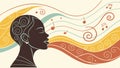 Silhouette of a head with musical notes flowing from it, symbolizing creativity vector design Generative AI Royalty Free Stock Photo