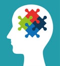 silhouette head puzzle creativity icon Royalty Free Stock Photo