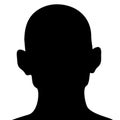 Silhouette of the head of a shaved, bald man. Drawing on a white background.