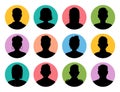 Silhouette heads. Male and female head silhouettes avatar, profile circle icons, woman and man social media anonymous Royalty Free Stock Photo