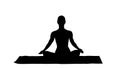 Silhouette Healthy young woman sitting in Lotus pose.