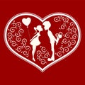 Silhouette of heart with a couple inside
