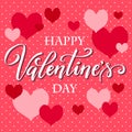 Silhouette of heart in grunge style, hand written Happy Valentines day, vector illustration Royalty Free Stock Photo