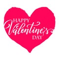 Silhouette of heart in grunge style, hand written Happy Valentines day, vector illustration Royalty Free Stock Photo