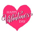 Silhouette of heart in grunge style, hand written Happy Valentines day, vector illustration Royalty Free Stock Photo