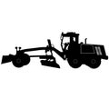 Silhouette of a heavy road grader. Vector