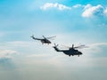 Silhouette of heavy transport helicopter Royalty Free Stock Photo