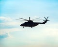 Silhouette of heavy transport helicopter
