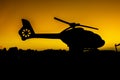 Silhouette of helicopter on sunset Royalty Free Stock Photo