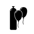 Silhouette Helium gas tank. Outline icon of cylinder for balloon party. Black simple illustration of gassing equipment. Flat