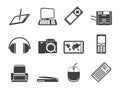 Silhouette Hi-tech technical equipment icons