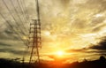 Silhouette High voltage electric tower Royalty Free Stock Photo