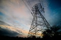 Silhouette of High Voltage Electrical Pole Structure Royalty Free Stock Photo