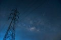 Silhouette high voltage pole Royalty Free Stock Photo