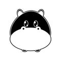 Silhouette hippopotamus head cute animal character