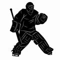 silhouette of a hockey goalie - vector drawing Royalty Free Stock Photo