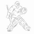 Silhouette of a hockey goalie - vector drawing Royalty Free Stock Photo