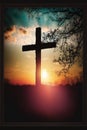 Silhouette of holy cross on amazing sunset Royalty Free Stock Photo