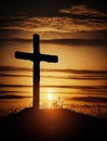 Silhouette of holy cross on amazing sunset Royalty Free Stock Photo