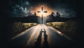 Silhouette of holy cross in epic style Royalty Free Stock Photo