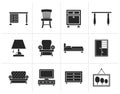 Silhouette Home Equipment and Furniture icons Royalty Free Stock Photo