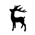 Silhouette horned deer on white background.